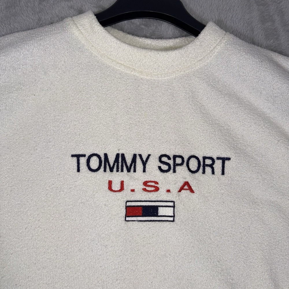 Vintage Tommy Hilfiger Sweatshirt Mens Large Tommy Flag Pullover Made In USA - Picture 3 of 9
